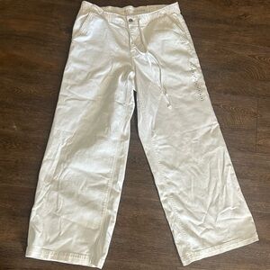 American Eagle Outfitters White ultra Wide Leg Pants dreamy drape low rise